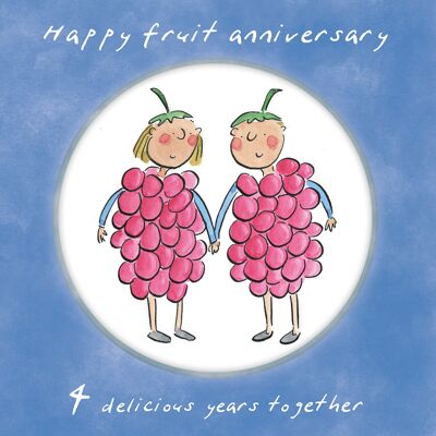 Tarjeta del 4 ° aniversario (fruta)