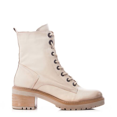 Women's Bellzie Cream Leather Ankle Boots