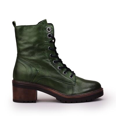 Women's Bellzie Green Leather Ankle Boots