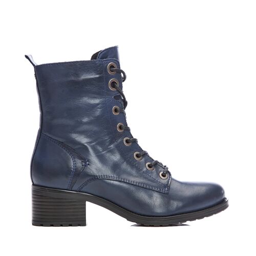 Women's Bezzie Navy Leather Ankle Boots