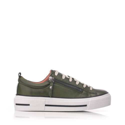 Women's Filician Green Leather Trainers