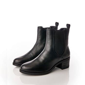 Bottes courtes en cuir noir Natele pour femmes 2