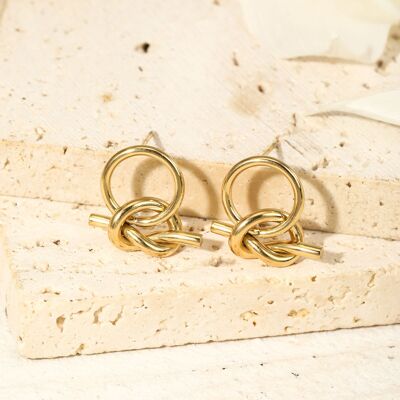 Boucles d'oreilles dorées cercle avec nœud