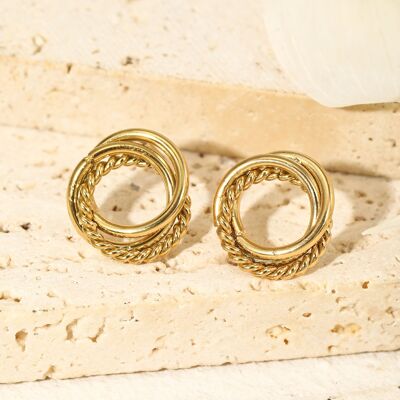 Multi circle round chip earrings