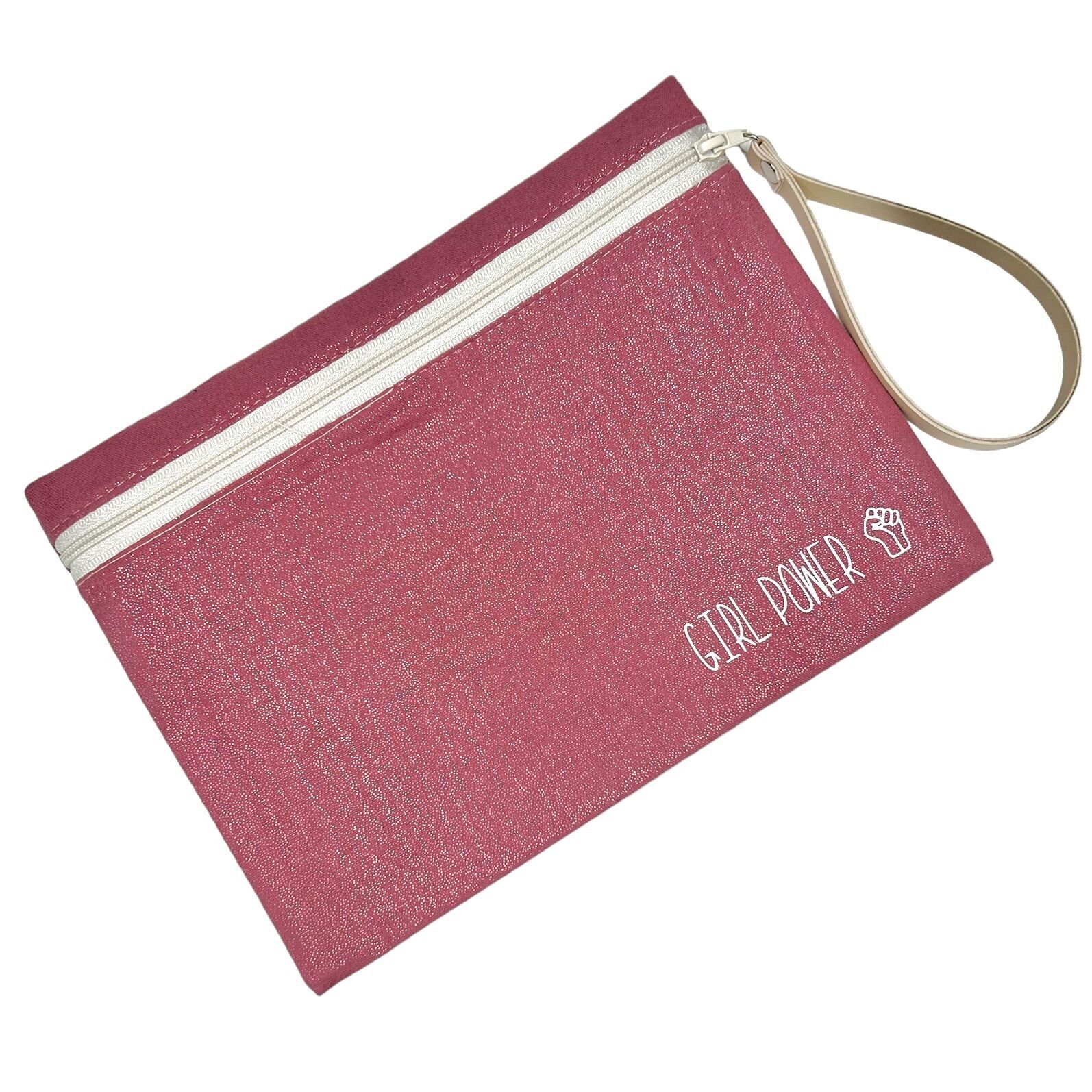 Pochette L, Girl power Scintillant rose