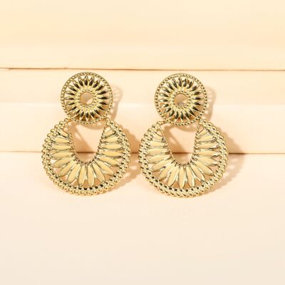 Pendientes de oro círculo bohemio