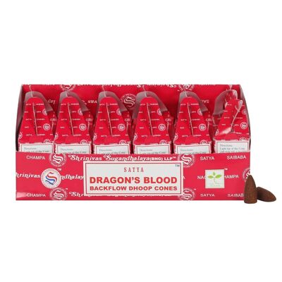 Ensemble de 6 paquets de cônes Dhoop à reflux de sang de Satya Dragon