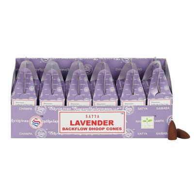 Set mit 6 Packungen Satya Lavender Backflow Dhoop Cones