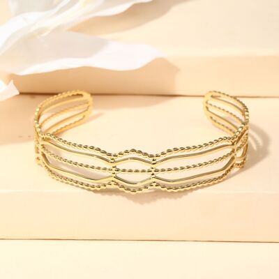 Bracelet jonc doré multi lignes géométriques