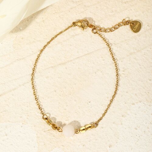 Bracelet chaîne dorée avec pierre beige