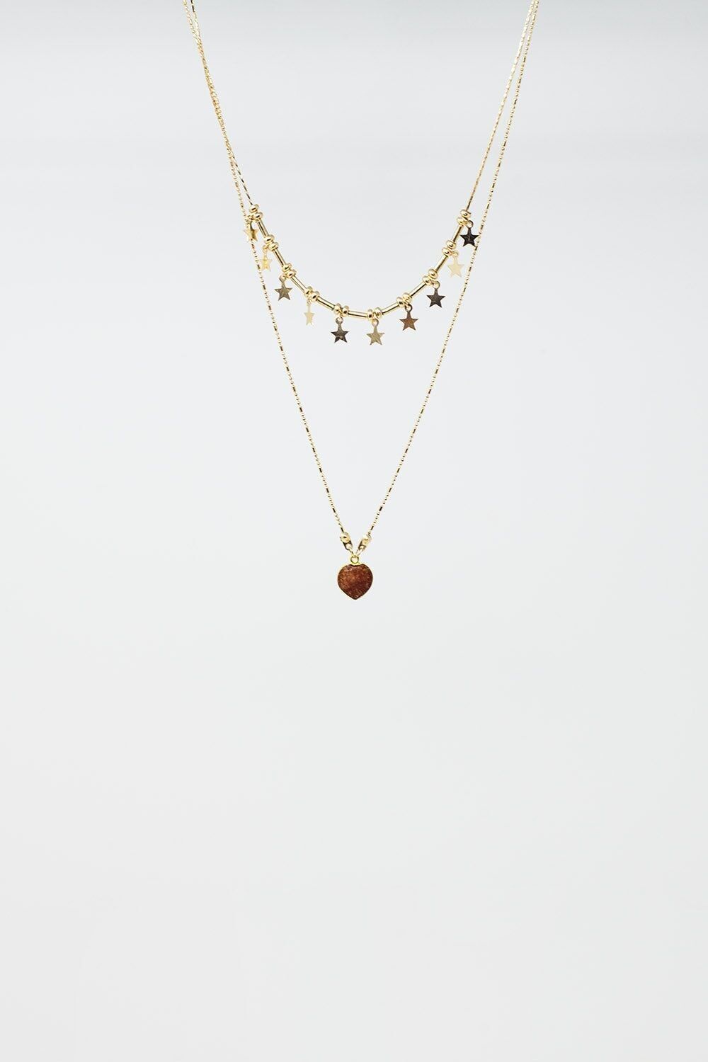 Collar 2 en 1 con Charms de Estrella y Corazón
