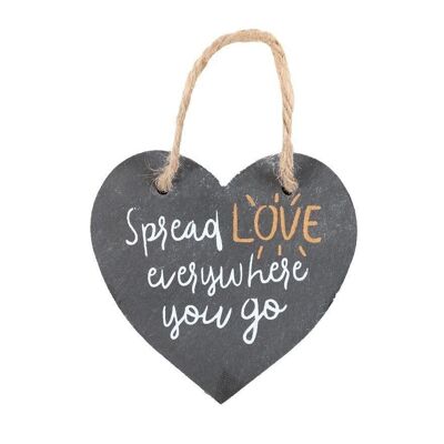 Spread Love Hanging Slate Heart