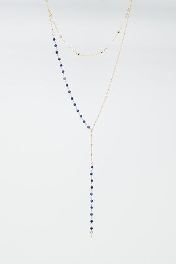 Collier 2 en 1 avec Perles Bleues et Dorées 1