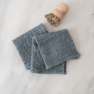Set di 2 strofinacci in lino blu nebbia