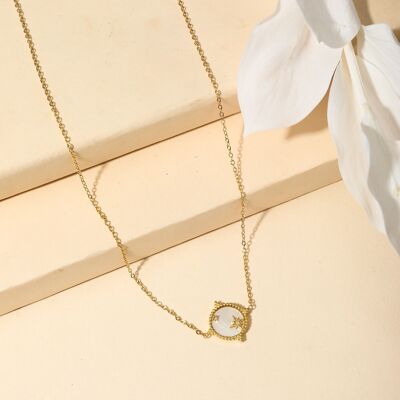 Golden mother-of-pearl and star chain necklace