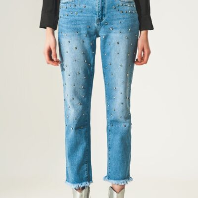 Ripped embellished jeans in lightwash