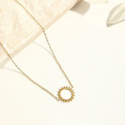 Golden chain necklace with sun pendant