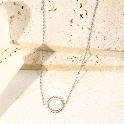 Silver chain necklace with sun pendant