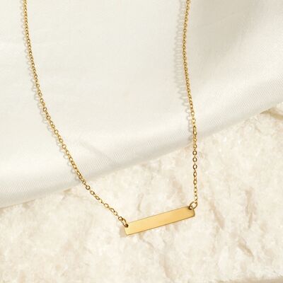 Gold chain necklace with engravable bar