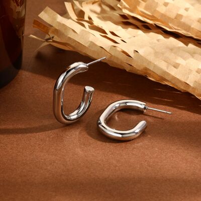 Silver open hoop earrings