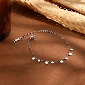 Bracelet chaîne argentée mini pendentifs ronds