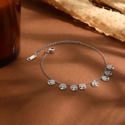 Silver chain bracelet with mini tree of life pendants