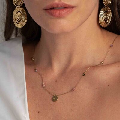 Madala-Halskette – Natursteine ​​und runder Sternanhänger