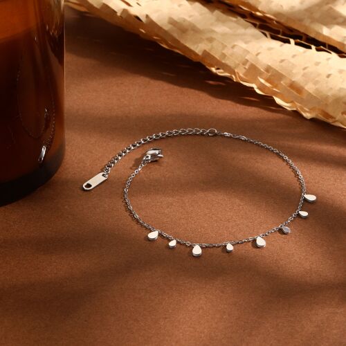 Bracelet chaîne argentée mini pendentifs gouttes