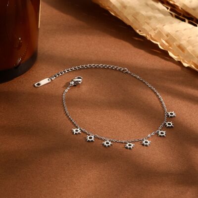 Bracelet chaîne argentée mini pendentifs soleils