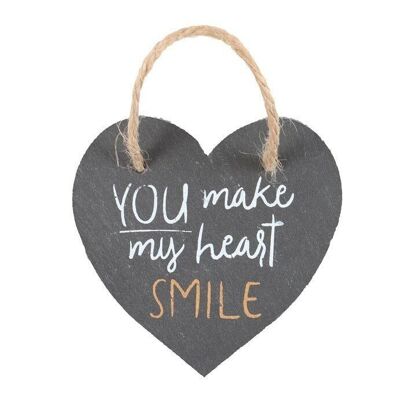 You Make My Heart Smile Hanging Slate Heart