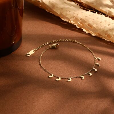 Bracelet chaîne dorée mini pendentifs lunes