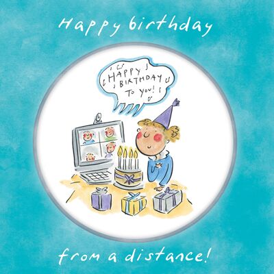 Birthday at a distance greetings card