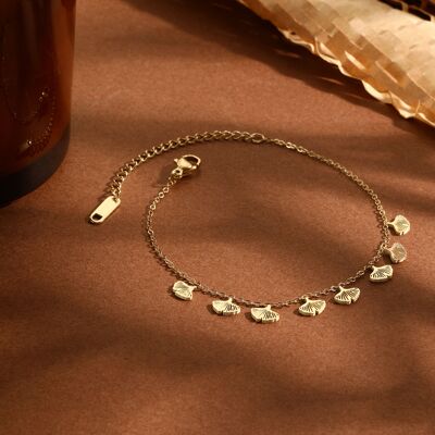 Bracelet chaîne dorée mini pendentifs fleurs de ginkgo