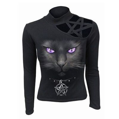 Maglia a maniche lunghe Pentagram Black Cat da donna di Spiral Direct S