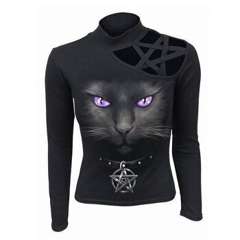 Haut à manches longues Black Cat Pentagram pour femmes par Spiral Direct S 1