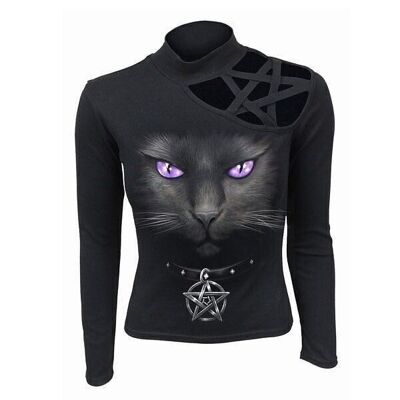 Haut à manches longues Black Cat Pentagram pour femmes par Spiral Direct S