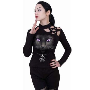 Haut à manches longues Black Cat Pentagram pour femmes par Spiral Direct S 4