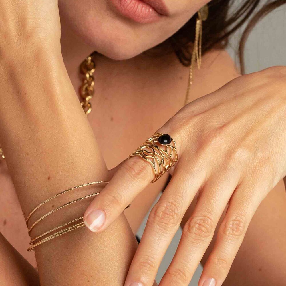 Anello Lorelei - grande, forma traforata e pietra naturale