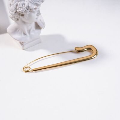Gold pin brooch in stainless steel