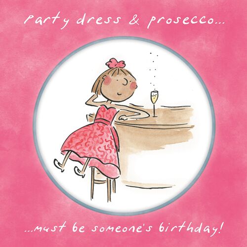 Party dress and proseccobirthday card
