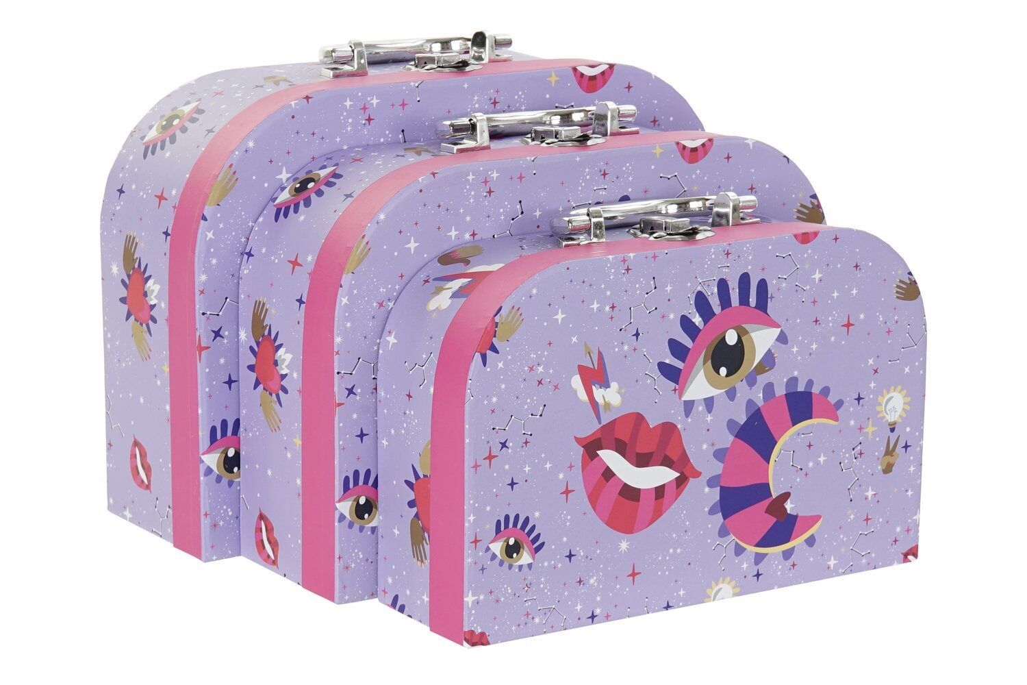 BOX SET 3 CARDBOARD METAL 28X9,5X20 GOOD LUCK LILAC CG191618