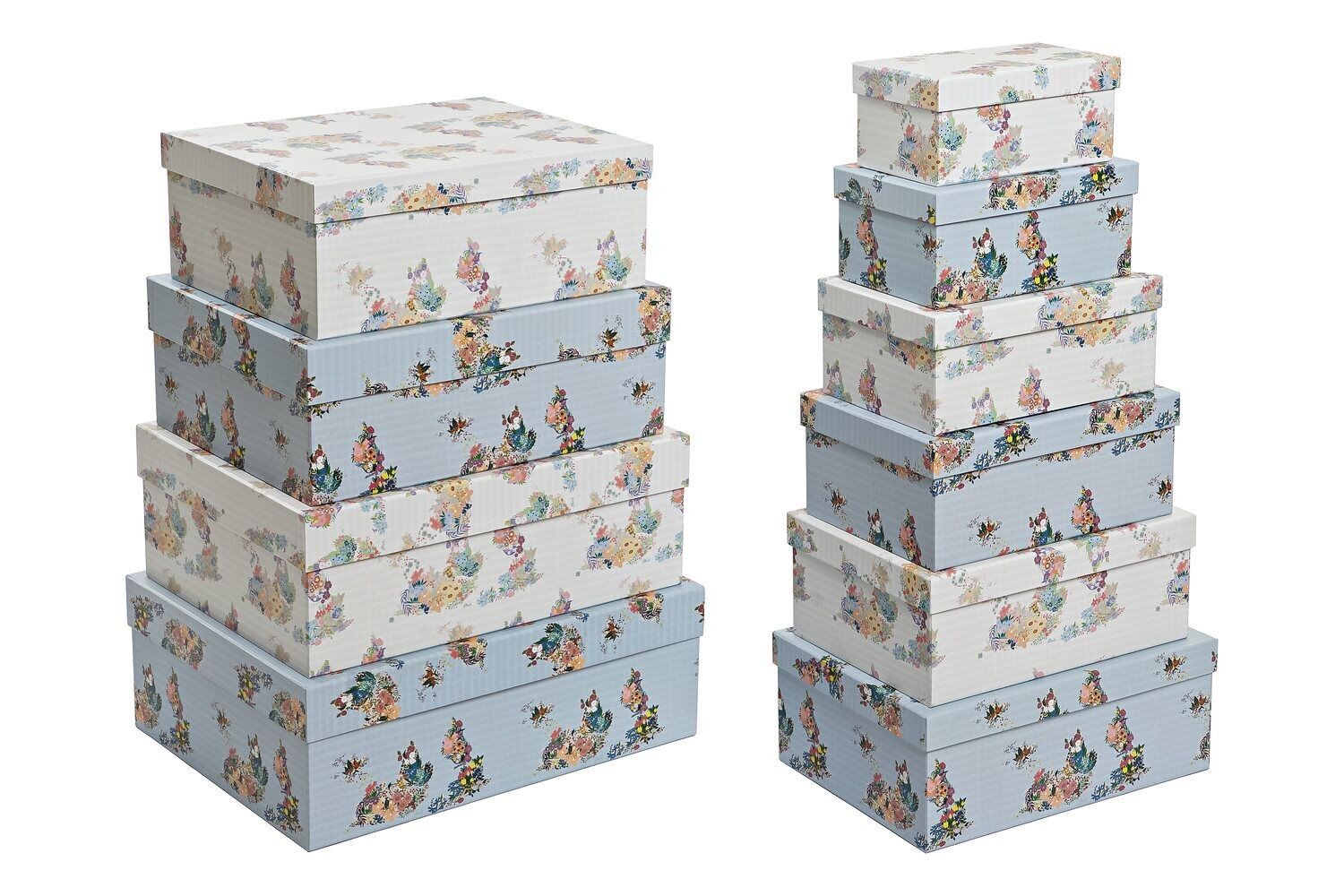 BOX SET 10 CARTON 43,5X33,5X15,5 BLUE FLOWERS CG200398