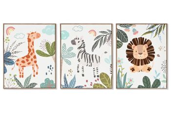 TABLEAU SUR TOILE 40X3X50 ANIMAUX DE LA JUNGLE 3 ASSORTIS. CU209705 1