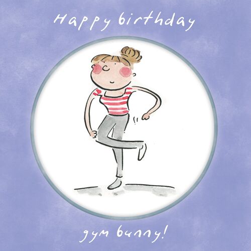 Gym bunny birthday greetings card