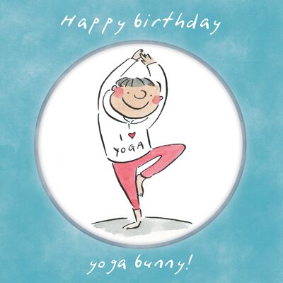Tarjeta de felicitaciones de cumpleaños de conejito de yoga