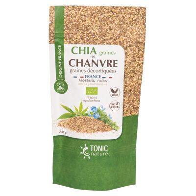 Chia graines et Chanvre graines décortiquées - 200 gr - Tonic Nature