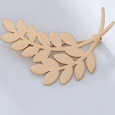 Golden double leaf brooch attached in stainless steel