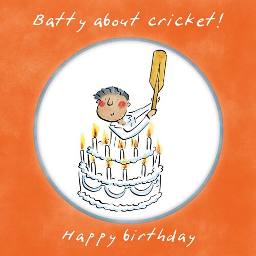 Batty about cricket greetings card