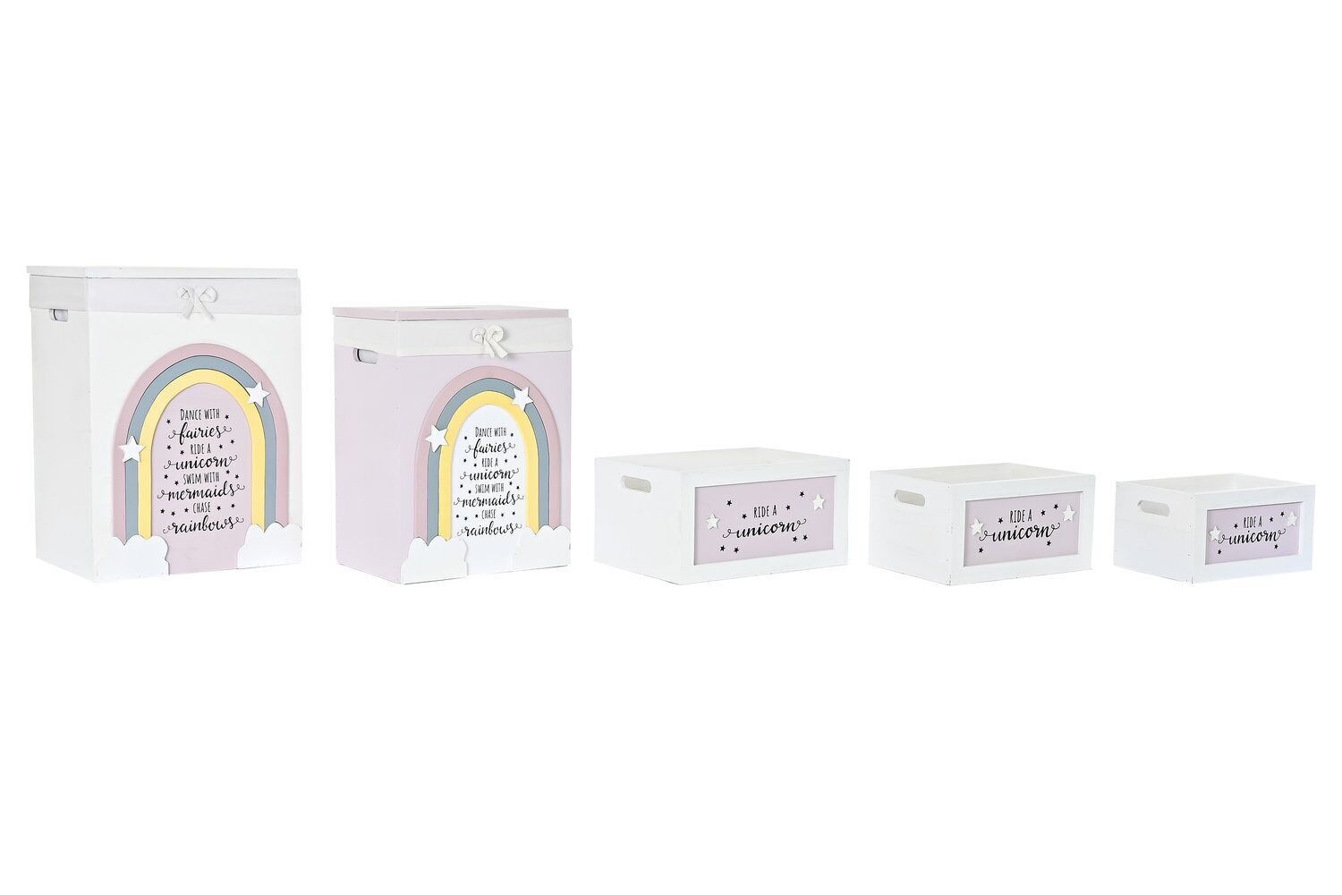 KLEIDERKORB-SET 5 PAULOWNIA 40X30X55 WEISS DC195693