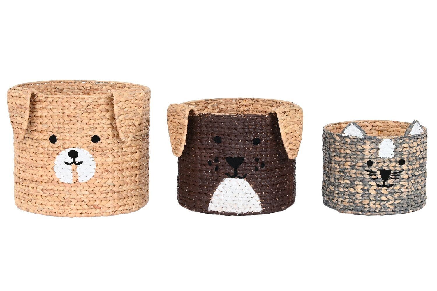 BASKET SET 3 RUSH 40X40X37 ANIMALS NATURAL DC206496
